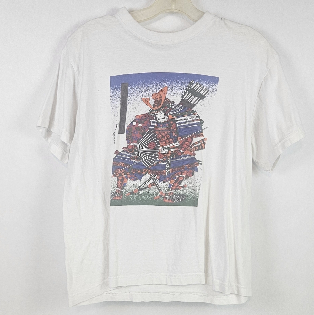 Soft White Graphic Samurai Short-Sleeve Tee Size Men's M